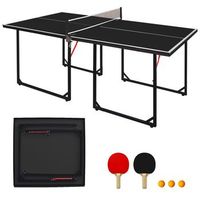 mesa de ping-pong - deporte y exterior - mdf y acero - negro 182x91x76cm