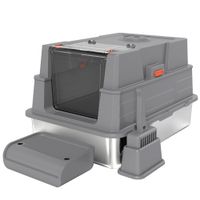 pawhut arenero xxl de acero inoxidable de 130l con tapa abatible de 180 laterales altos con pala y pedal 70x50x43 cm gris   aosom espana