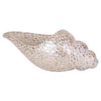 caracola de ceramica acabado en capiz beige 52x18x20