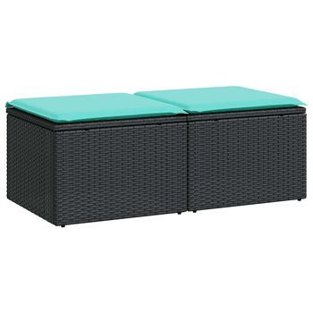 Set Sofás Jardín Y Cojines 2 Pzas Ratán Sintético Acacia Negro Cfw647500