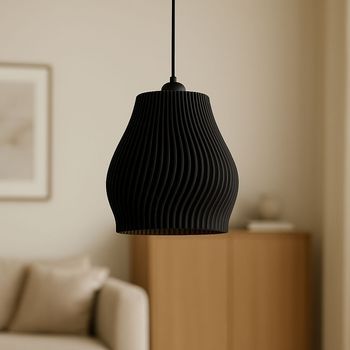 Lámpara De Techo Modelo Diem Nnn Negro Cable De Seda Trenzado Negro Embellecedor Florón De Techo Negro Luz Led E27