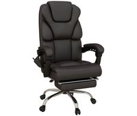 vinsetto silla de masaje con 6 puntos de vibracion tapizado en cuero pu silla de oficina reclinable con reposapies y altura ajustable 63x57x118-126 cm marron