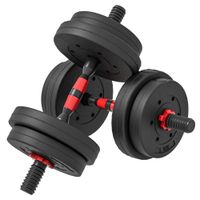 homcom juego de mancuernas ajustables 15 kg 2 en 1 con barras conexion y mangos antideslizantes para gimnasio en casa negro