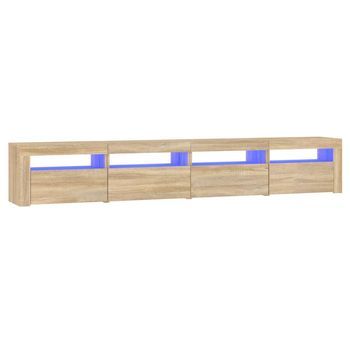 Mueble De Tv | Mueble De Salón | Gabinete De Tv Con Luces Led Roble Sonoma 240x35x40 Cm