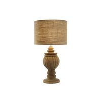 lampara sobremesa madera yute 41x41x76 tallado