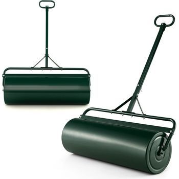 63l Rodillo De Césped De Metal, Rodillo Cesped Llenado Costway 99 X 30 X 137 Cm Verde
