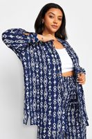 yours camisa playera azul ikat mujer curvy y tallas grandes yours