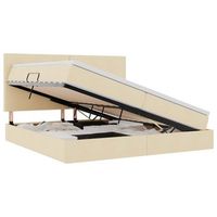 cama con almacenamiento y colchon crema 200 x 200 cm tela vidaxl
