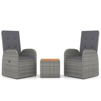 juego muebles jardin 3 piezas  mobiliario de jardin madera acacia ratan sintetico gris