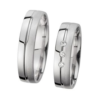 Alianzas oro blanco con diamantes ancho 5 mm