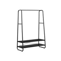 perchero burro recibidor con estantes ganchos en forma de s marco de acero negro ebano  negro mate  100a cm