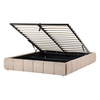 Cama Moderna Tapizado De Tela 140 X 200 Cm Con Almacenaje Sin Cabecero Beige Genas