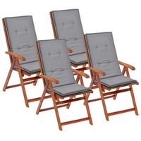 juego de 4 cojines para sillas de jardin en tela gris 120x50x3 cm dec021545