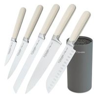 3 claveles polar - juego de 5 cuchillos de cocina en acero forjado con soporte incluido