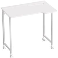 homcom escritorio mesa de ordenador abatible mesa de oficina que ahorra espacio con ruedas ranura para dispositivos 80 x 52 x 75 cm blanco