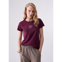 liu jo tops y camisetas t-shirt con logo y strass para mujer