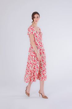 vestido estampado con espalda elástica multired flower