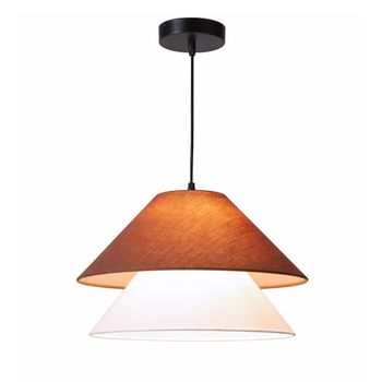 Lámpara de techo de tela blanca y marrón D.40 cm