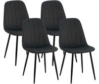 juego de 4 sillas de comedor baxter de terciopelo negro 54x45x88 cm
