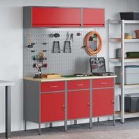 conjunto de armarios de trabajo con cajon manual 8 uds rojo vidaxl