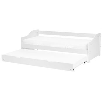Cama Nido Infantil Deslizante De Madera Clara De Pino Blanco 90 X 200 Cm Luneray