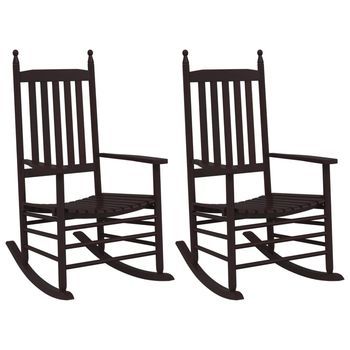 Mecedoras Con Asiento Curvo 2 Uds Madera Álamo Maciza Marrón Vidaxl