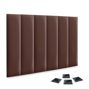 Dhome Juego De 6 Paneles Tapizados De Polipiel Premium Pack Autoadhesivos Para Pared Acústicos Absorbentes Protección (chocolate, 60x20cm, X6)