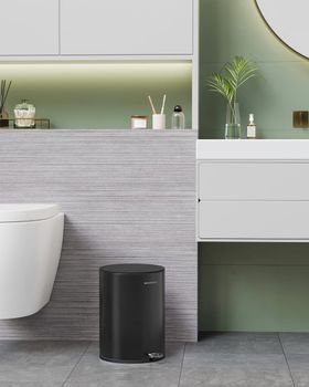 Cubo de basura con pedal 6 l de acero negro