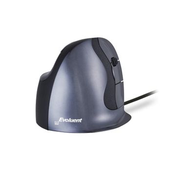 Ratón Evoluent D mano derecha USB tipo A 3200 DPI negro gris plata ergonómico