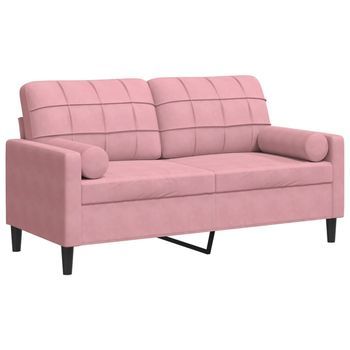 Sofá De 2 Plazas Con Cojines Terciopelo Rosa 140 Cm Vidaxl