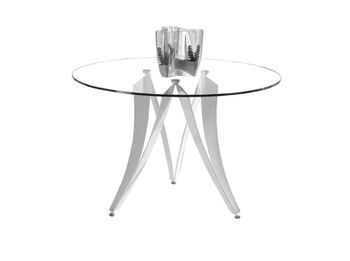 Mesa redonda de comedor con cristal templado.  120 × 77H