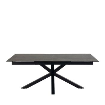 Mesa comedor extensible 6-12 personas cerámica y metal - negro