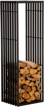 Soporte para troncos de madera en metal negro mate