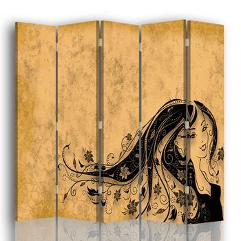 Legendarte - Biombo Pensamientos Florales - Separador De Ambientes Para Interiores Cm. 180x170 (5 Paneles)