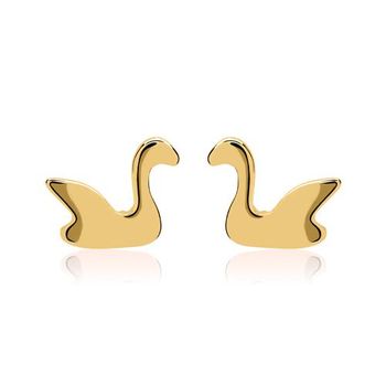 Pendientes plata 925 oro IP cisne
