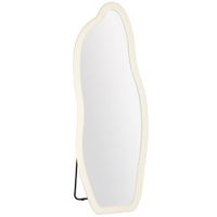 homcom espejo de cuerpo entero 160x60 cm espejo de pie marco arqueado aterciopelado independiente apoyado y de pared crema   aosom espana