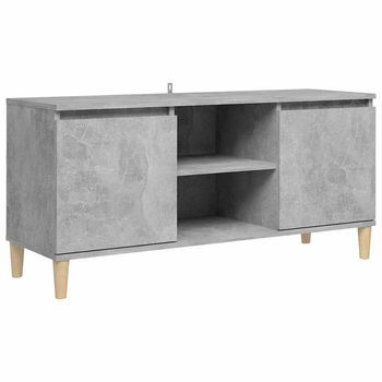 Mueble De Tv Patas Madera Maciza Gris Hormigón 103,5x35x50 Cm Vidaxl