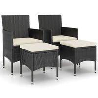 juego de silla de jardin y taburete 4 piezas ratan pe negro vidaxl