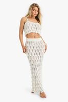 falda maxi para la playa de punto festoneada blanco