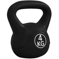 homcom pesa rusa de 4 kg kettlebell relleno de arena con mango ancho y base plana para entrenamiento 18x12x20 cm negro