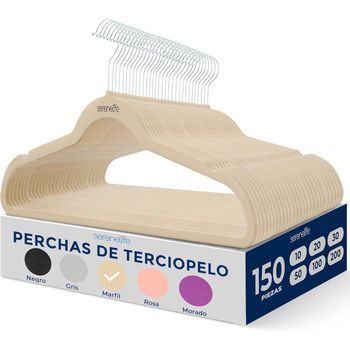 Pack 200 Ganchos De Terciopelo Premium, Antideslizantes, Con Gancho Metálico Giratorio 360° Para Trajes, Pantalones Y Vestidos – Serenelife, Sl-velvet200, Morado