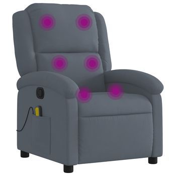 Sillón Reclinable De Masaje De Terciopelo Gris Oscuro Vidaxl