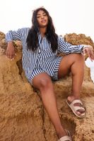 yours camisa manga larga de rayas azules mujer curvy y tallas grandes yours