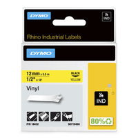 cinta rotuladora rhinopro vinilo 12mmx55m negroamarillo dymo 18432