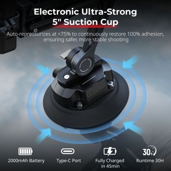 Soporte Amortiguador SmallRig con Ventosa Electrónica para DJI Pocket 3, GoPro, Insta360 X4, DJI Osmo Action 5 Pro/4