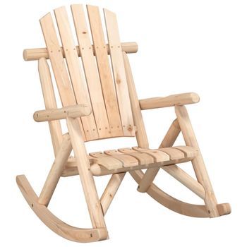Silla Mecedora De Jardín | Silla De Exterior | Sillón Madera Maciza Abeto 69x96x101 Cm