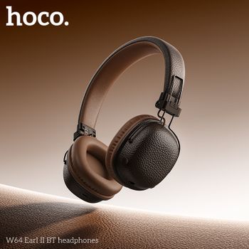 HOCO W64 auriculares por encima de la oreja Bluetooth 5,4 auriculares grandes inalámbricos orejeras de cuero auriculares deportivos de música plegables con micrófono
