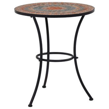 Mesa Bistró De Mosaico Cerámica Naranja/gris 60 Cm Vidaxl