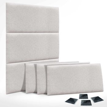 Dhome Juego De 6 Paneles Tapizados De Tela De Lujo Pack Autoadhesivos Para Pared Acústicos Absorbentes Protección (espigas Beige, 50x50cm, X6)