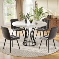 conjunto de mesa y 4 sillas - comedor - mdf metal y terciopelo - multicolor 80x80x76cm